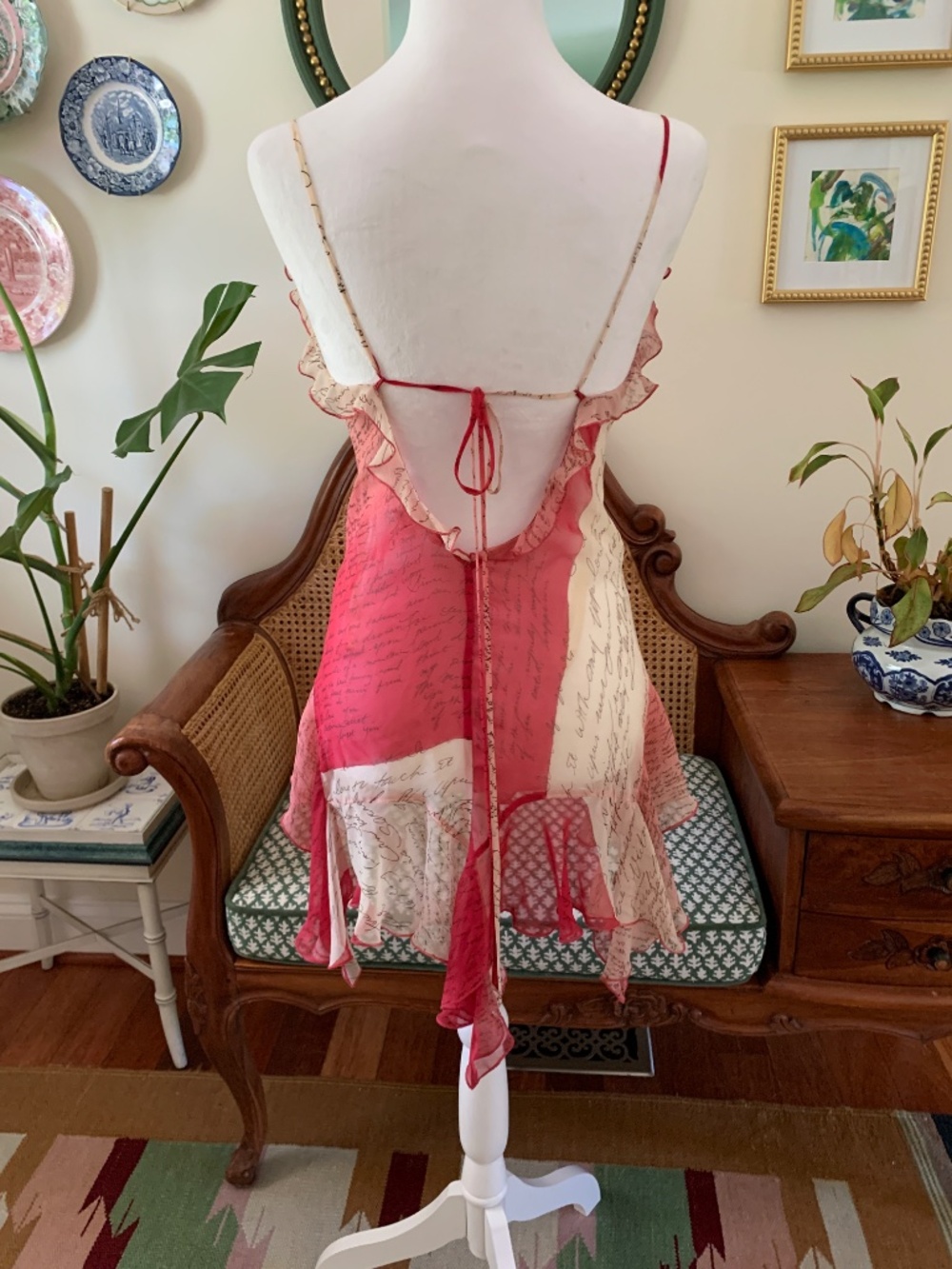 SOLD Rare Vintage 2004 Victoria’s Secret Script Print Ruffle Slip Babydoll XS - Picture 3 of 10
